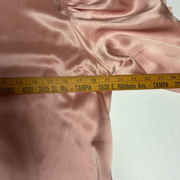 Vintage Capriccio Blush Pink 100% Silk Charmeuse Blouse Sz 10 Embroidered Lace - Picture 9 of 14